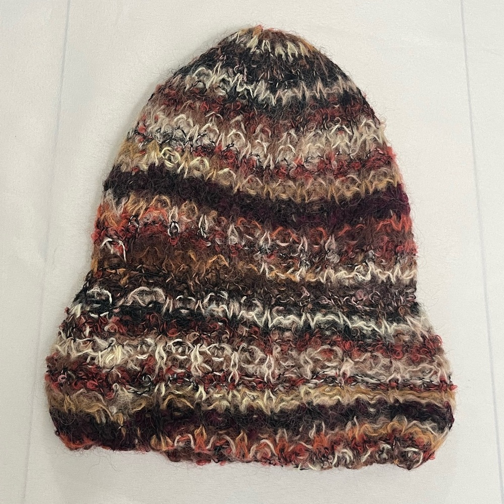 Italian Wool Blend Multicolor Knit Beanie Adult One Size Slouchy Boho - Picture 9 of 12